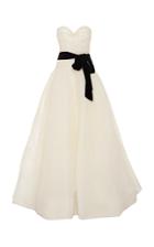 Monique Lhuillier Strapless Gathered Bodice Ball Gown