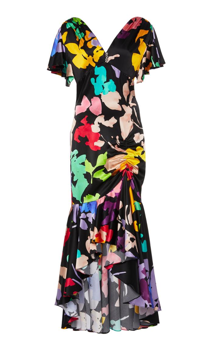 Caroline Constas Lucille Multicolor Silk Dress