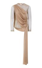 Moda Operandi Safiyaa Odetta Shimmer Stretch Mesh And Satin Chiffon Top