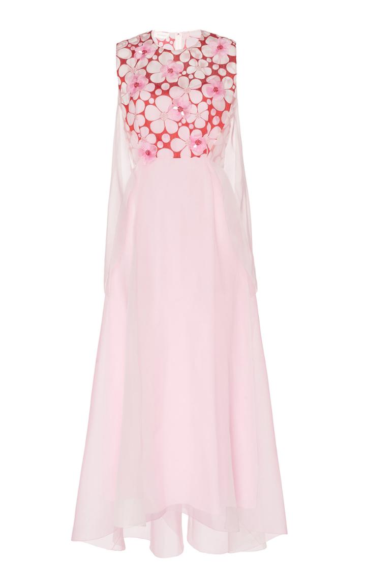Delpozo Floral Embroidered Organza Gown
