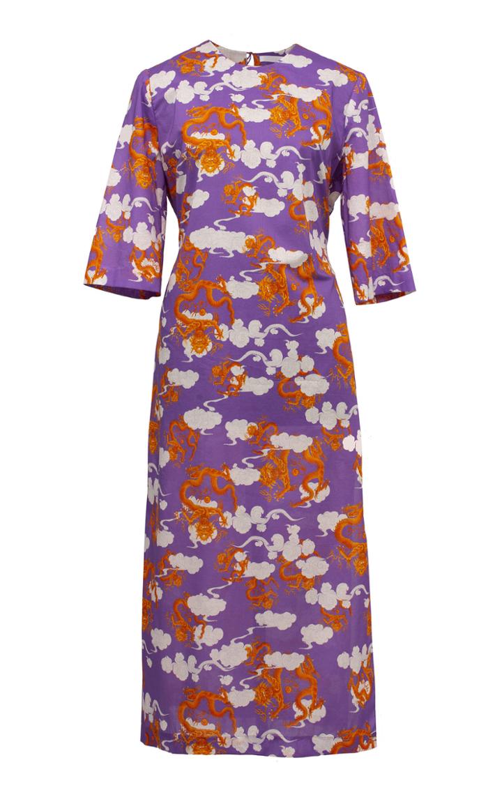 Moda Operandi Lake Studio Printed Cotton Midi Dress Size: 38