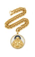 Sheryl Lowe 14k Yellow Gold And Sapphire Buddha Necklace