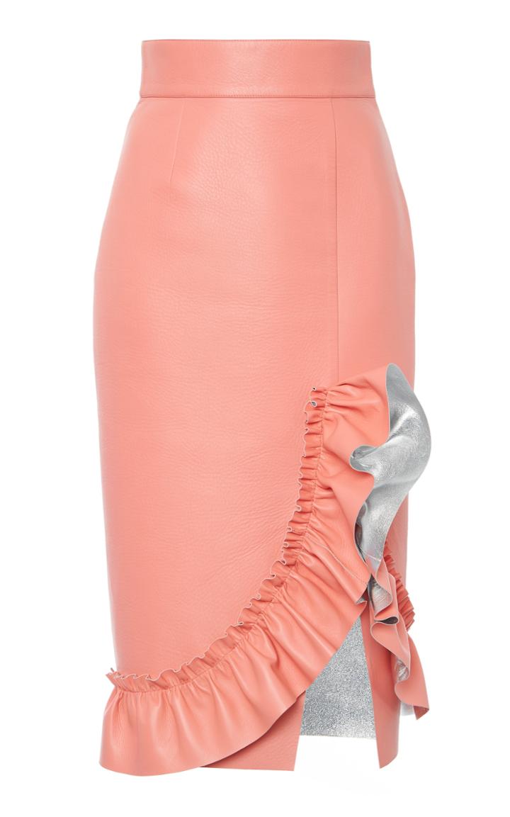 Moda Operandi Miu Miu Ruffle-embellished High-rise Satin Skirt Size: 36