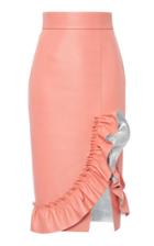 Moda Operandi Miu Miu Ruffle-embellished High-rise Satin Skirt Size: 36