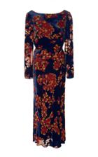 Saloni Tina Cowl-back Floral-print Velvet Dress