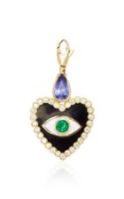 Holly Dyment Heart Enamel Evil Eye Charm With Gemfields Emerald White Diamonds And Tanzanite