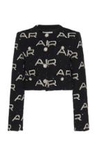 Alessandra Rich Cropped Printed Cotton-tweed Jacket