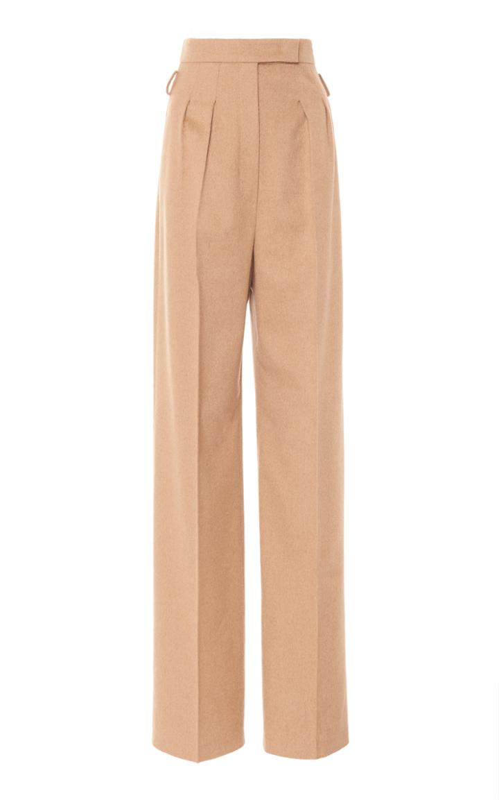 Moda Operandi Max Mara Break Pleated Camelhair High-rise Straight-leg Trousers