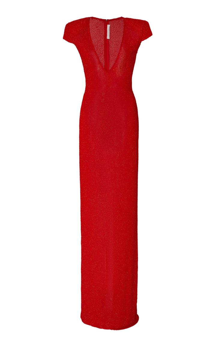 Naeem Khan Cap-sleeve Crepe Gown