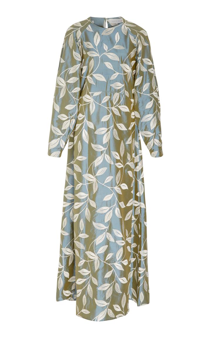 Sandra Mansour M'o Exclusive Leaf Embroidered Caftan