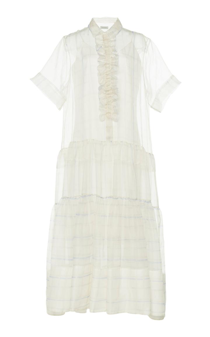 Moda Operandi Lee Mathews Sandy Silk Organza Tiered Maxi Dress Size: 0