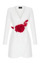 Rasario Tuxedo Jacket Mini Dress With Red Flower
