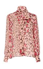 Carolina Herrera Tie-neck Leopard-print Silk-chiffon Blouse