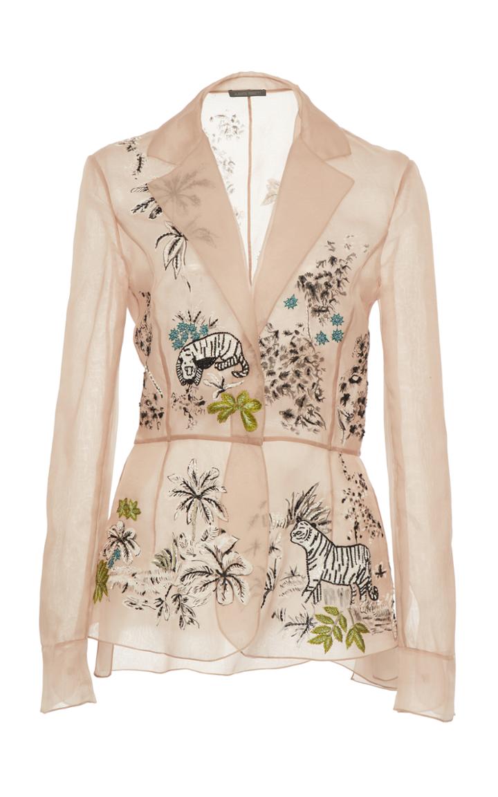 Alberta Ferretti Sheer Embroidered Blouse