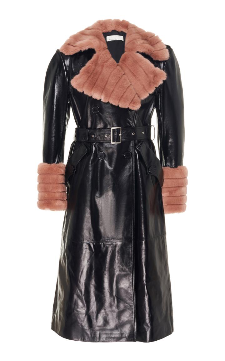Fleur Du Mal Patent Trench With Detachable Fur