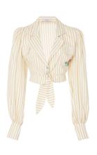 Patbo Embroidered Tie-front Cropped Top