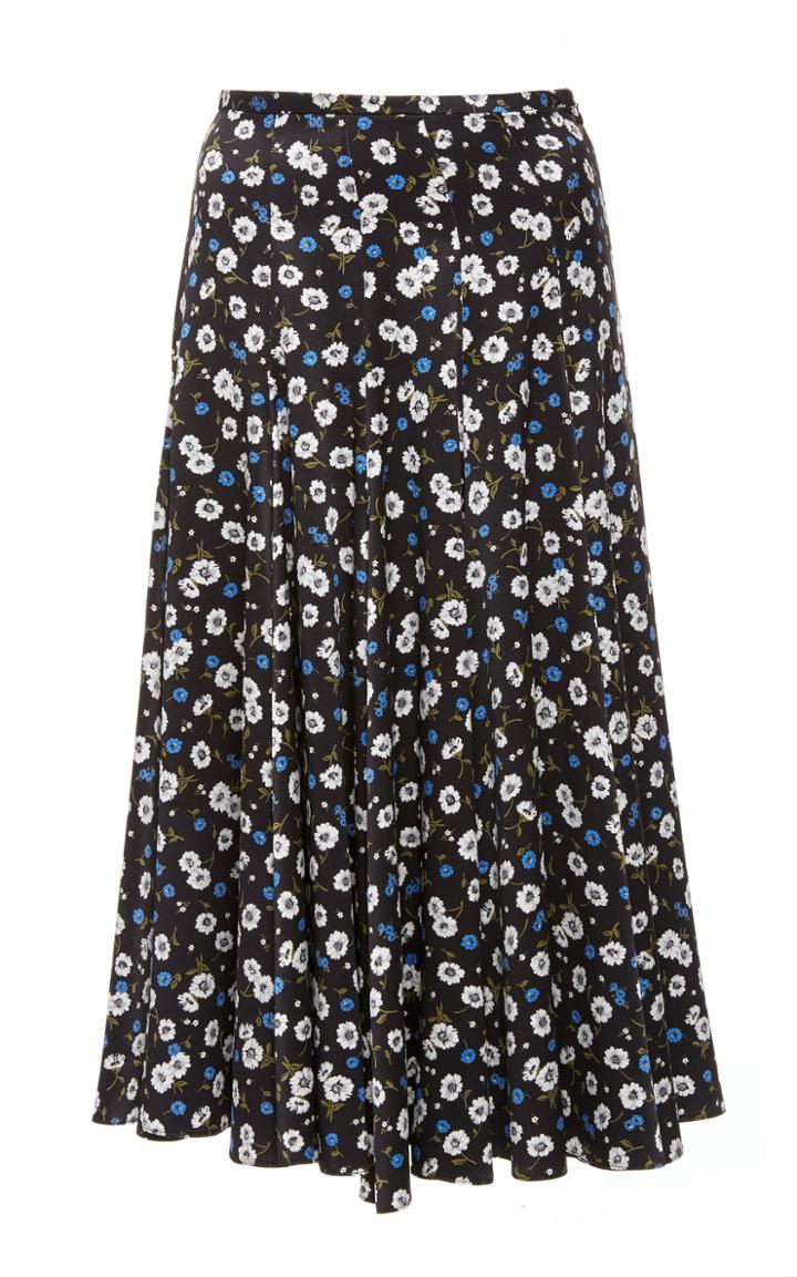 Michael Kors Collection Floral-print Silk Midi Skirt
