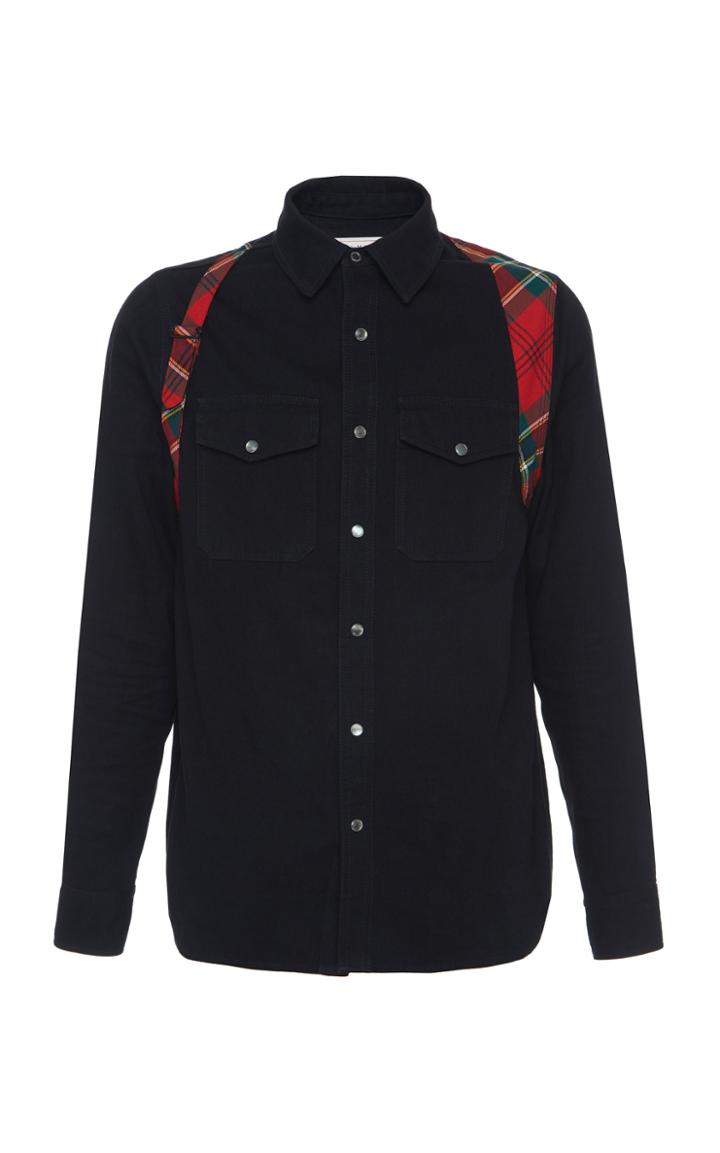 Alexander Mcqueen Slim-fit Harness-detailed Denim Shirt