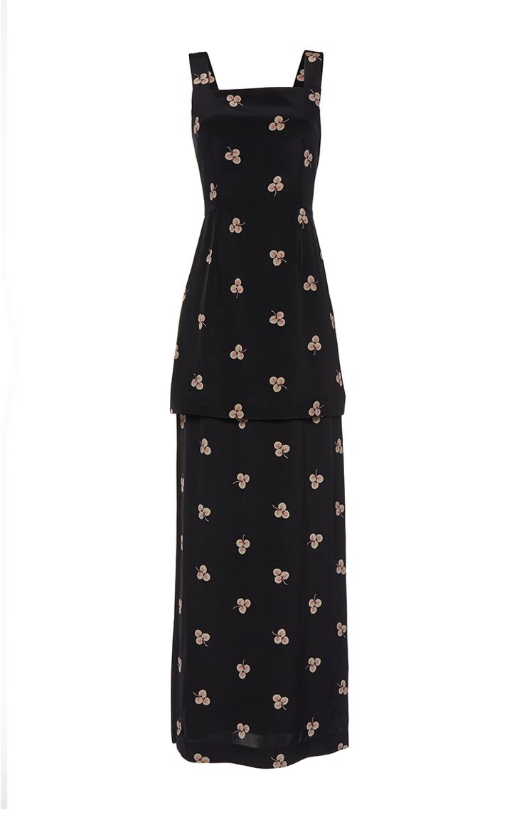 Vilshenko The Madison Crepe Peplum Long Dress