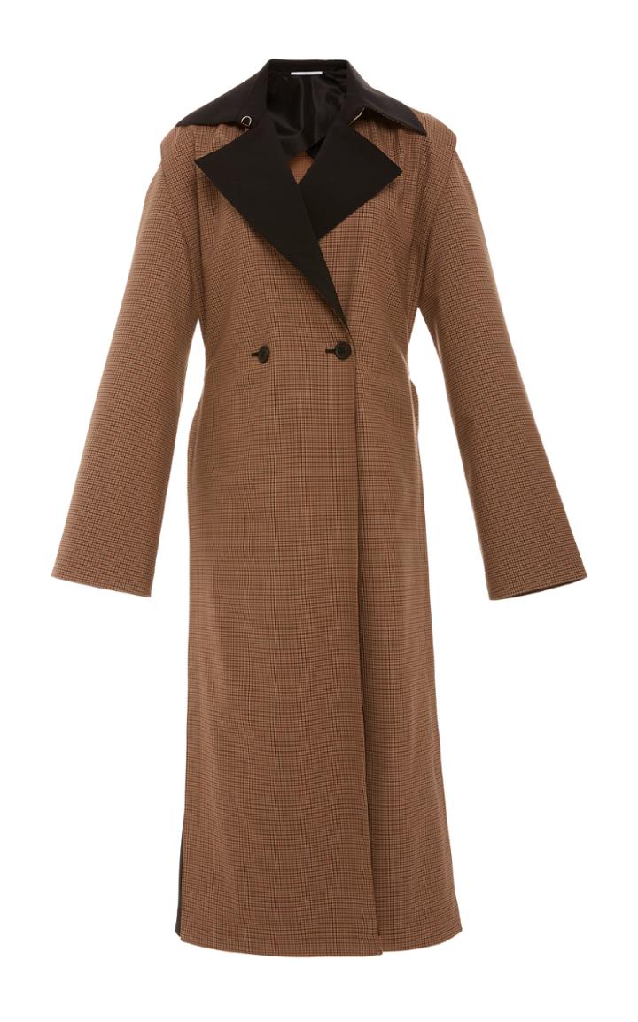 Rosetta Getty Houndstooth Fold Front Trench Coat