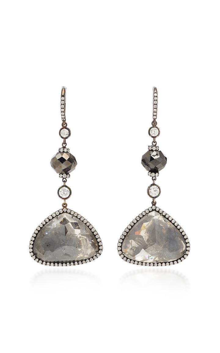 Martin Katz 18k White Gold Grey-black Diamond Earrings