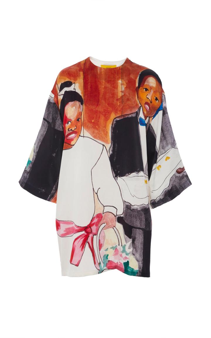 Pyer Moss Printed Silk Dress