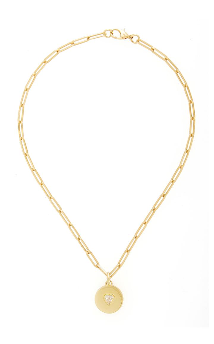 Jemma Wynne 18k Yellow Gold Necklace With Diamond Shield