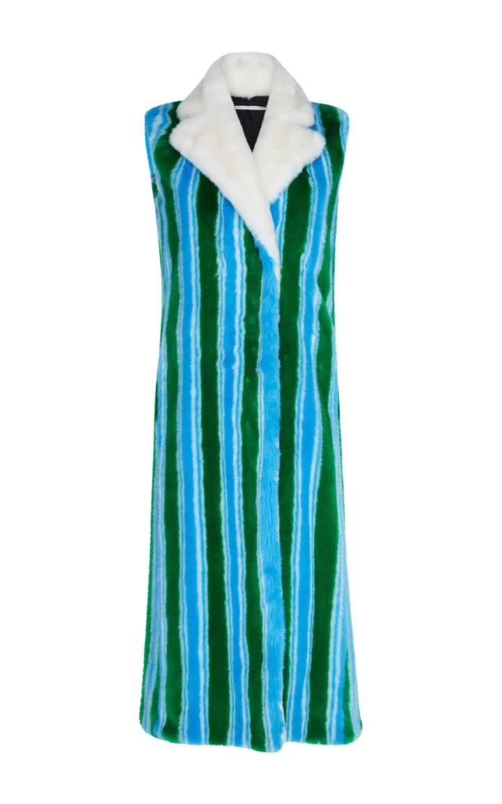 Marco De Vincenzo Striped Faux Fur Vest