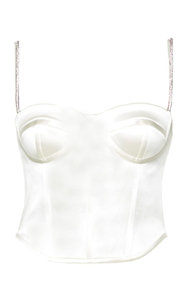 Moda Operandi Mach & Mach Satin Corset With Crystal Straps