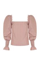 Anna Quan Marta Striped Cotton-blend Poplin Top