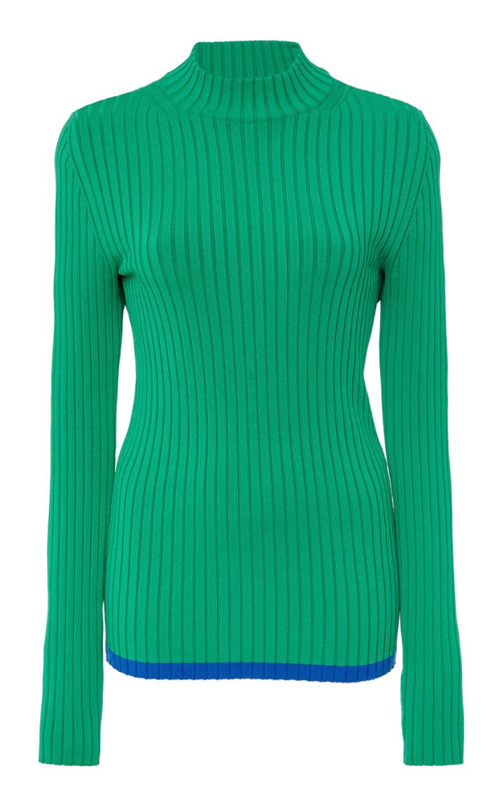 Tory Burch Mock Neck Ribbed Sweater