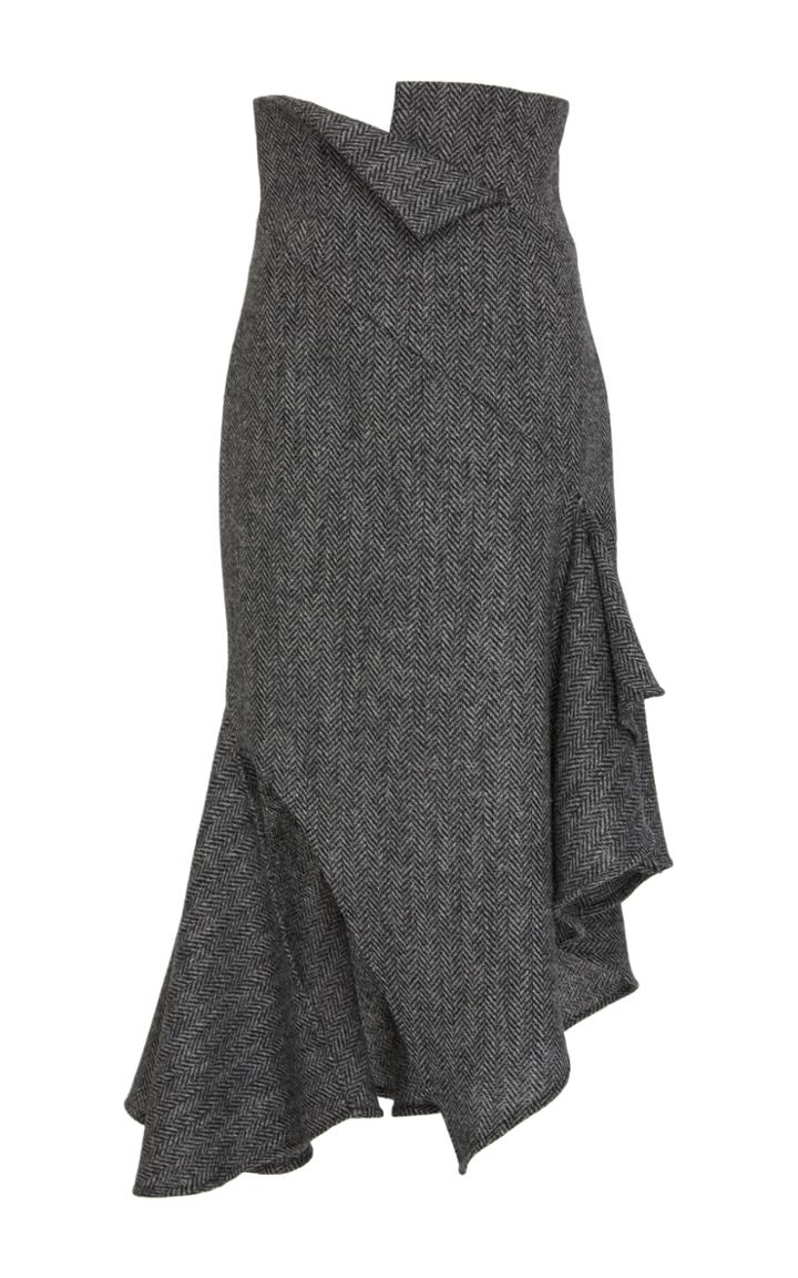 Monse Herringbone Wool Skirt