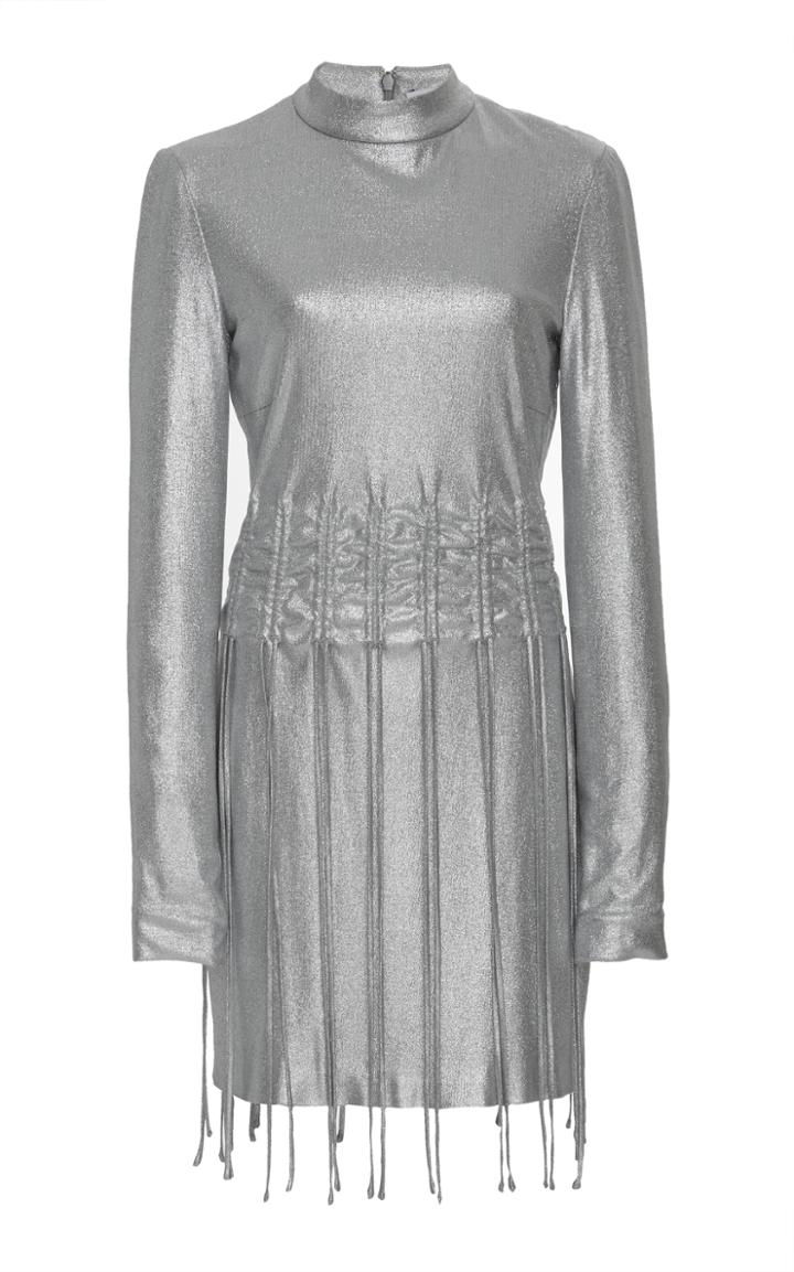 Sally Lapointe Metallic Drawstring Mini Dress