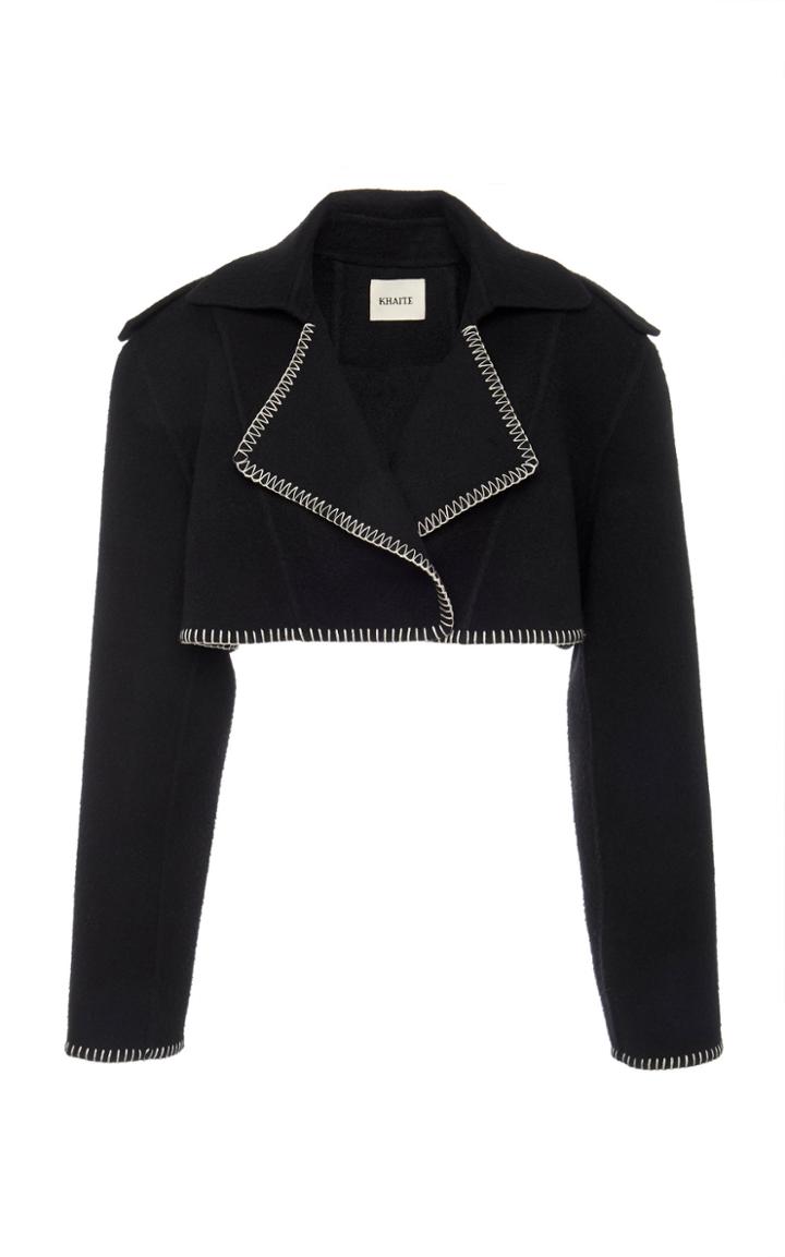 Khaite Hudson Contrast-stitched Cropped Wool-blend Jacket