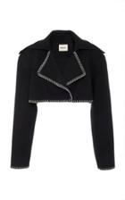Khaite Hudson Contrast-stitched Cropped Wool-blend Jacket