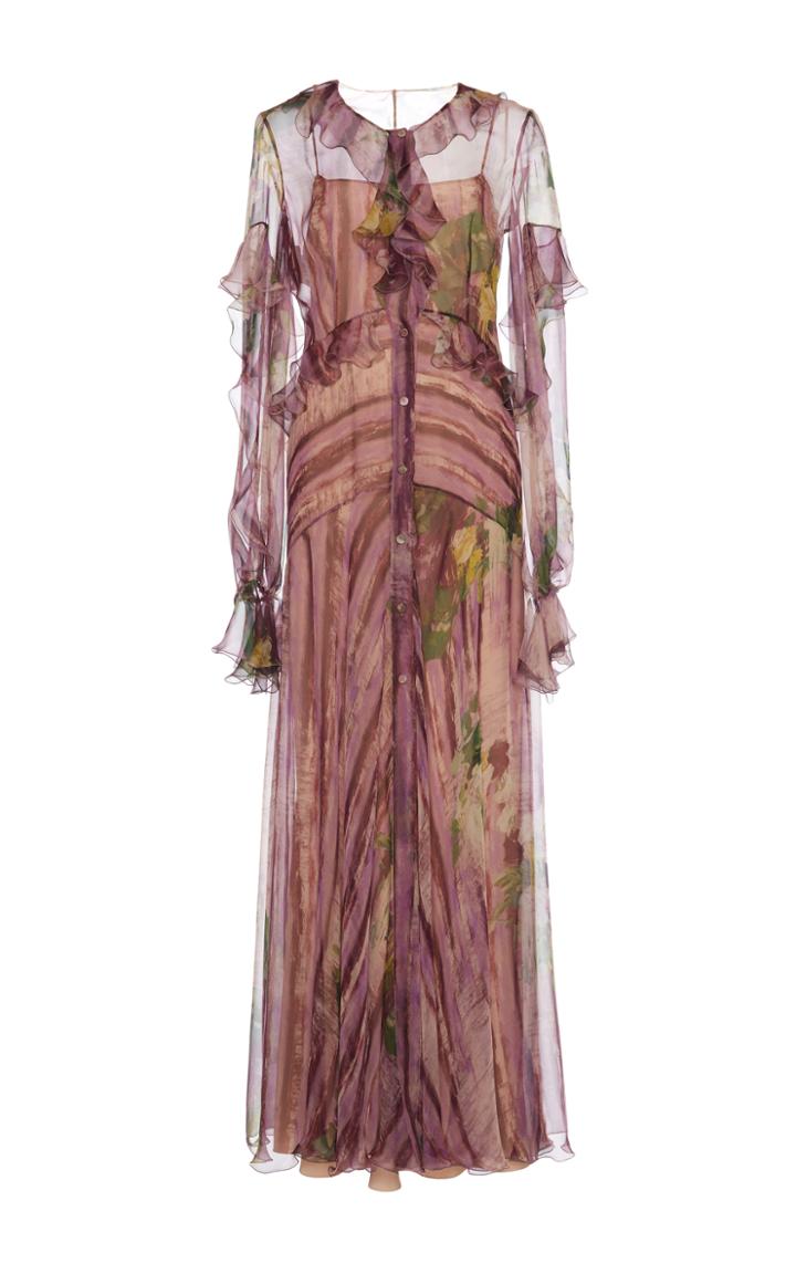 Alberta Ferretti Button-up Ruffle Dress