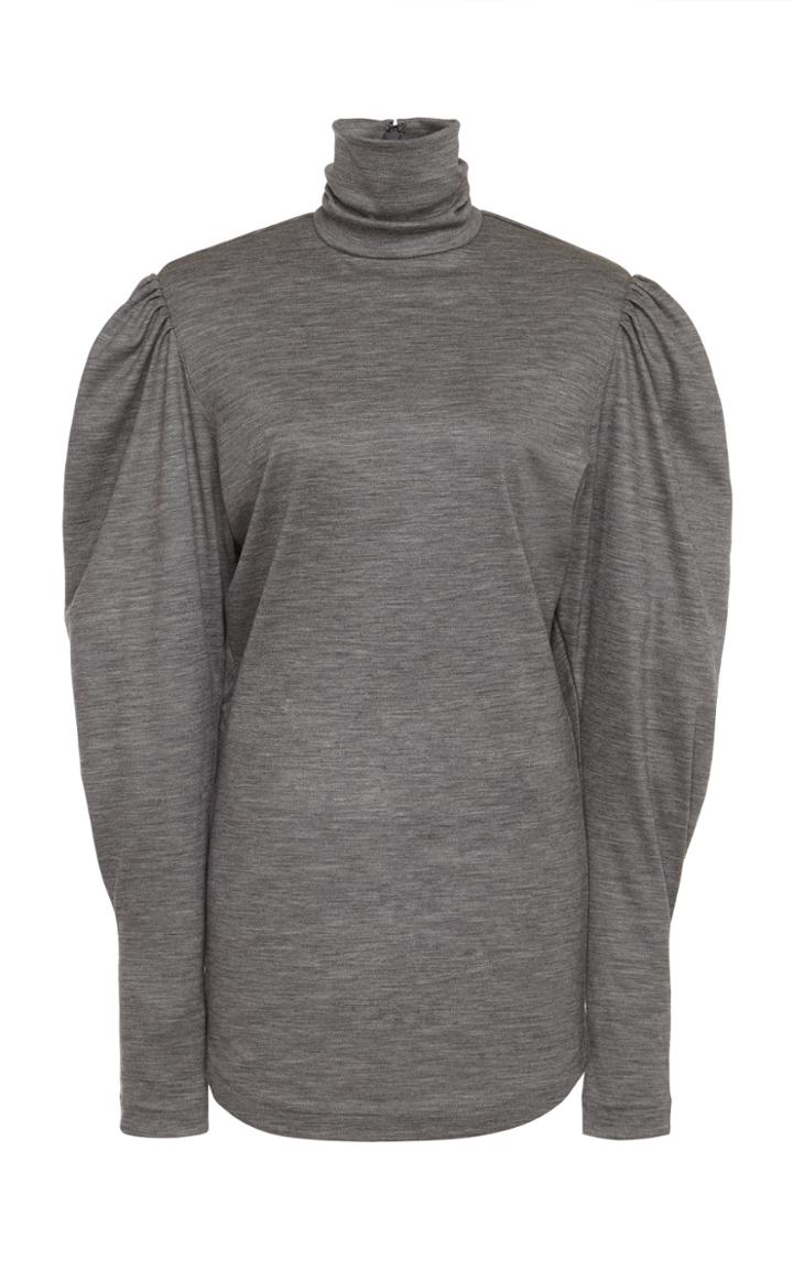 Isabel Marant Gavina Puff-sleeve Jersey Turtleneck Top