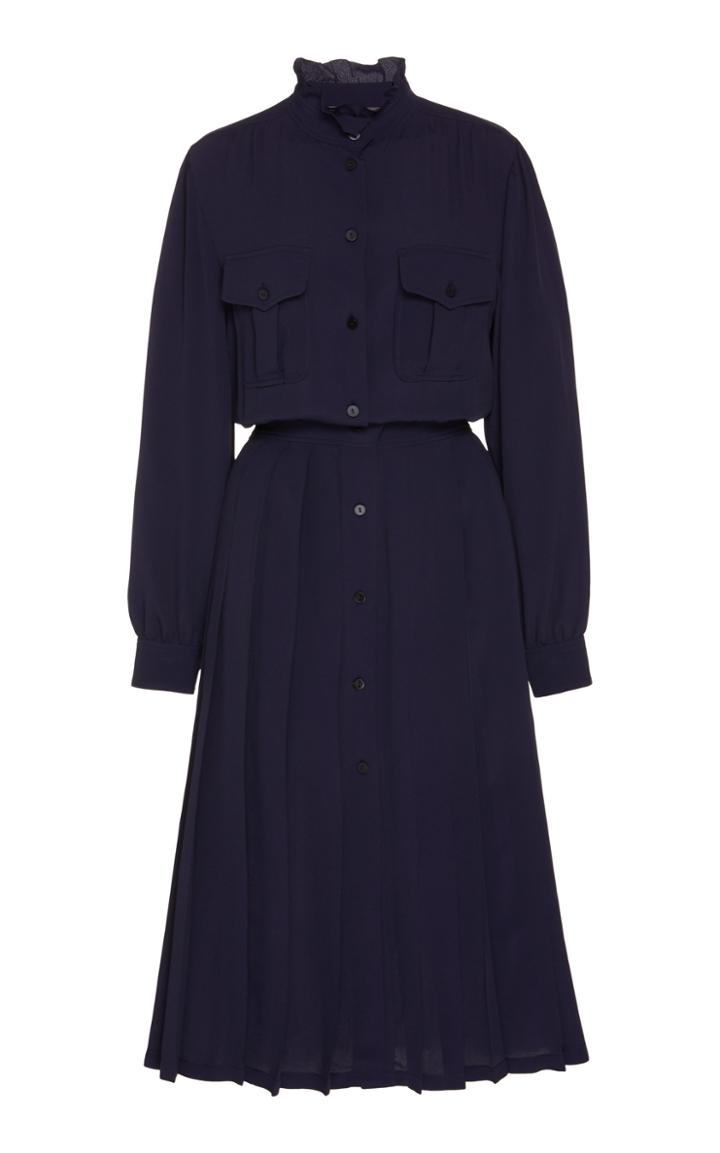 Alberta Ferretti Ruffled Crepe De Chine Shirt Dress