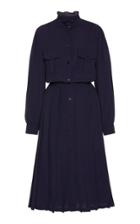Alberta Ferretti Ruffled Crepe De Chine Shirt Dress