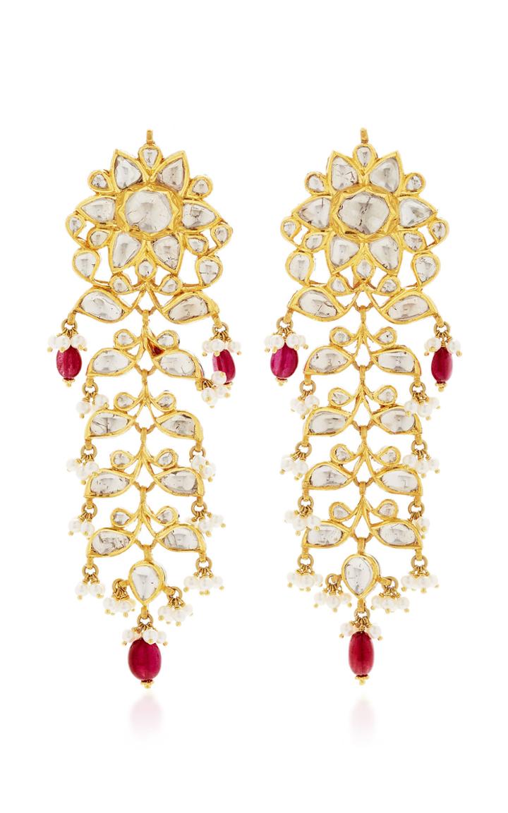 Sanjay Kasliwal Raj 22kt Gold Diamond Ruby And Pearl Choker