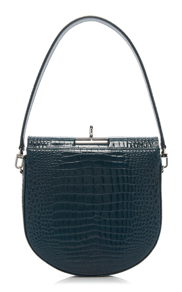 Gu De Demilune Croc-effect Leather Bag