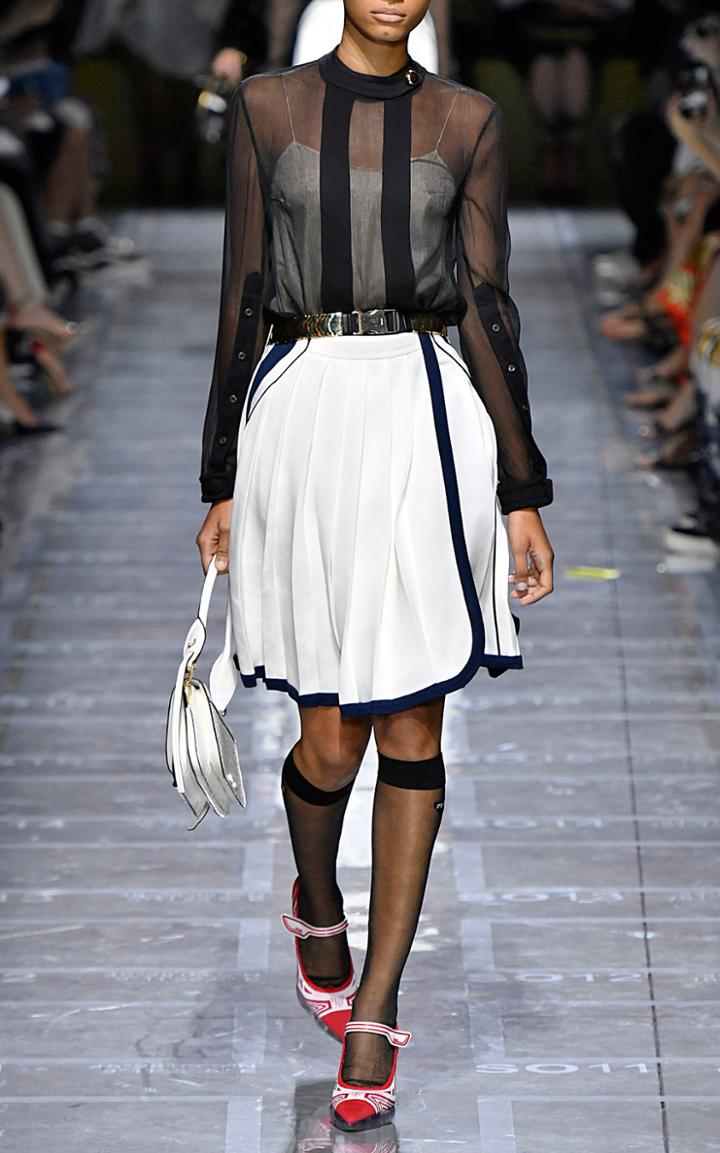 Prada Pleated Organza Mini Skirt