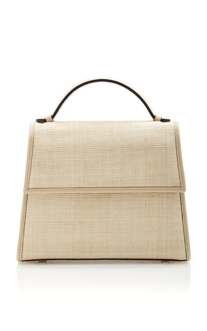 Hunting Season Medium Leather-trimmed Straw Top Handle Bag