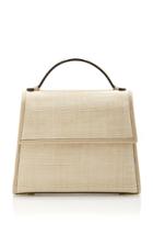 Hunting Season Medium Leather-trimmed Straw Top Handle Bag