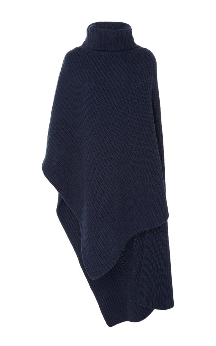 Agnona Asymmetric Ribbed Cashmere Poncho