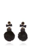 Ranjana Khan Black Large Fur Pom Earrings