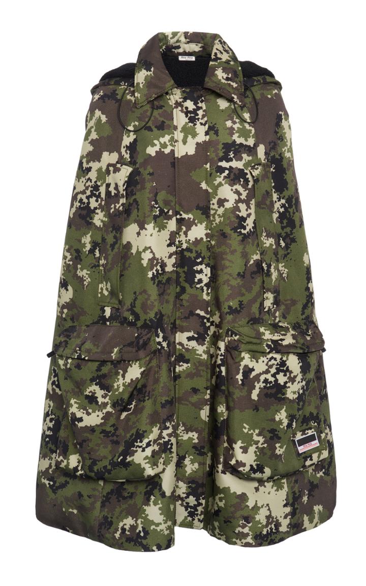 Miu Miu Hooded Camouflage Cape