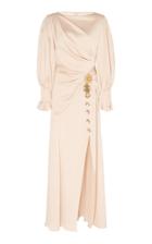 Peter Pilotto Hammered Satin Embroidered Drape Gown