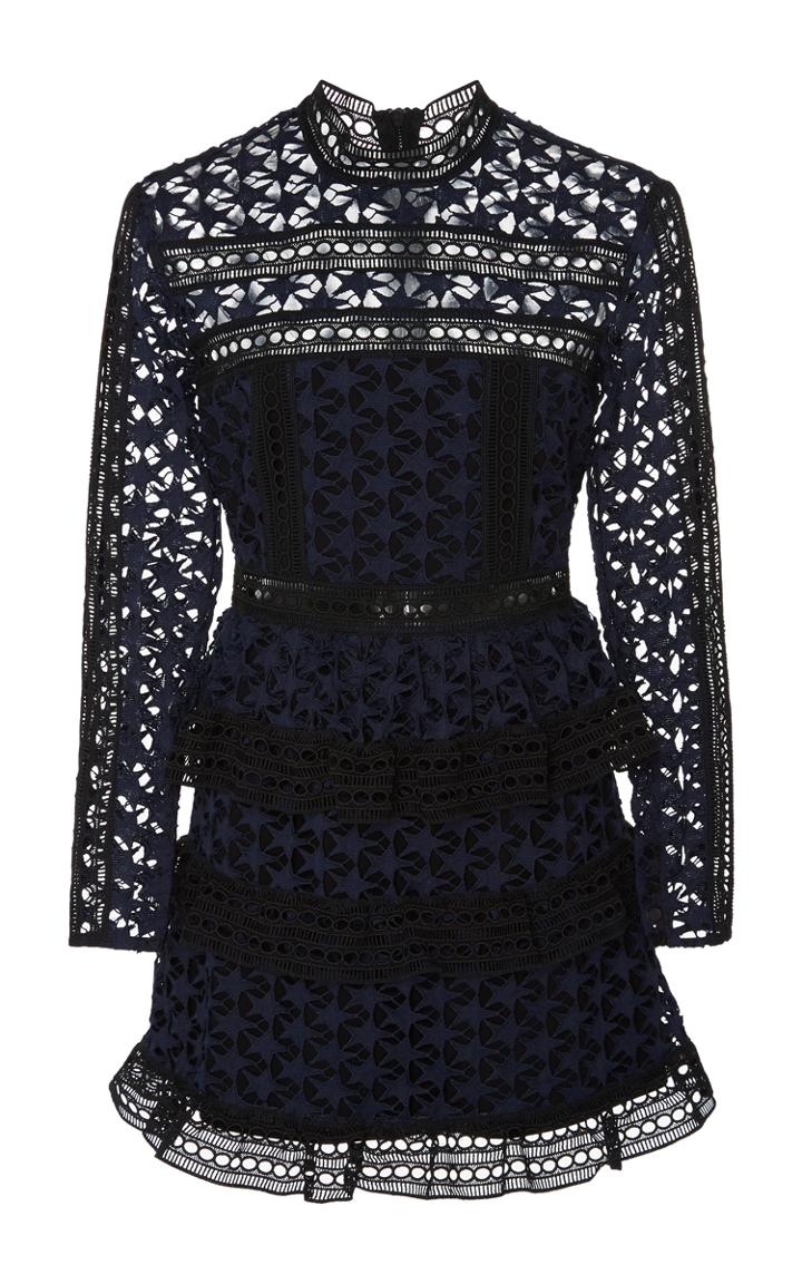 Self Portrait High Neck Star Lace Dress