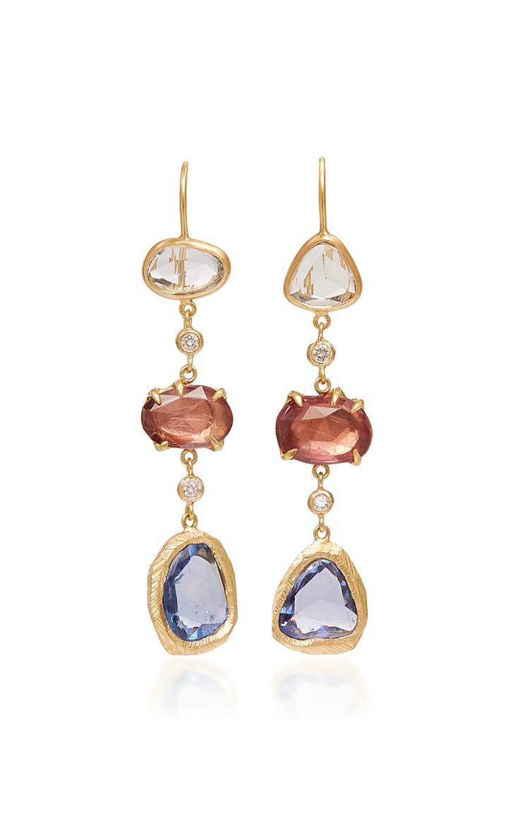 Page Sargisson Diamond, Sapphire 18k Gold Drop Earrings